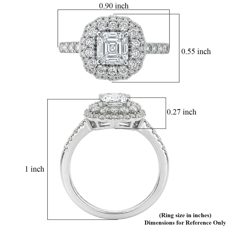 Luxuriant Lab Grown Diamond G-H SI 1.85 ctw Radiant Sunburst Ring in Rhodium Over Sterling Silver (Size 6.0)