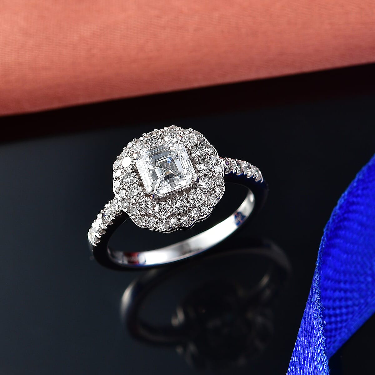 Luxuriant Lab Grown Diamond G-H SI 1.85 ctw Radiant Sunburst Ring in Rhodium Over Sterling Silver (Size 7.0) image number 1