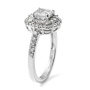 Luxuriant Lab Grown Diamond G-H SI 1.85 ctw Radiant Sunburst Ring in Rhodium Over Sterling Silver (Size 7.0)