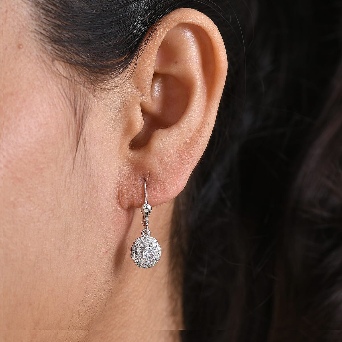 Luxuriant Lab Grown Diamond G-H SI 1.10 ctw Earrings in Rhodium Over Sterling Silver image number 2