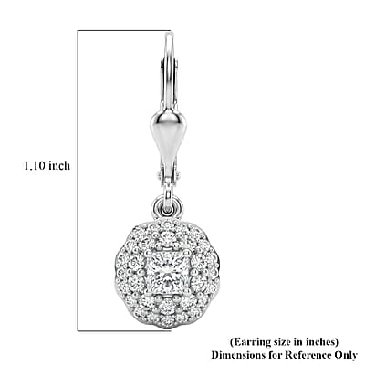 Luxuriant Lab Grown Diamond G-H SI 1.10 ctw Radiant Sunburst Earrings in Rhodium Over Sterling Silver