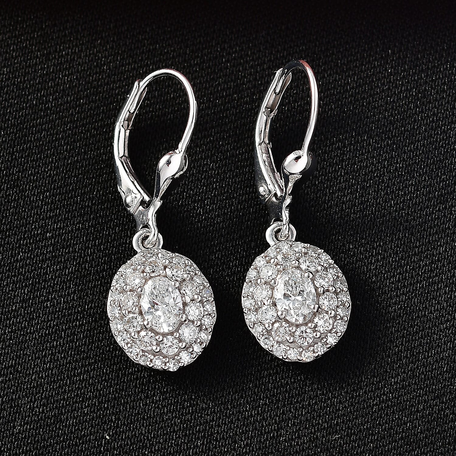 Luxuriant Lab Grown Diamond G-H SI 1.25 ctw Radiant Sunburst Earrings in Rhodium Over Sterling Silver