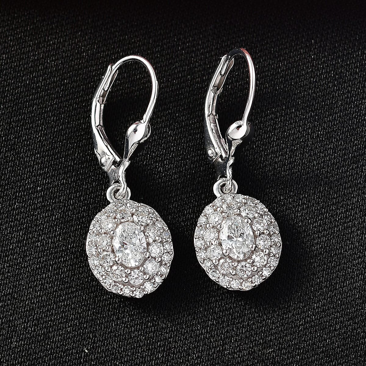 Luxuriant Lab Grown Diamond G-H SI 1.25 ctw Radiant Sunburst Earrings in Rhodium Over Sterling Silver image number 1