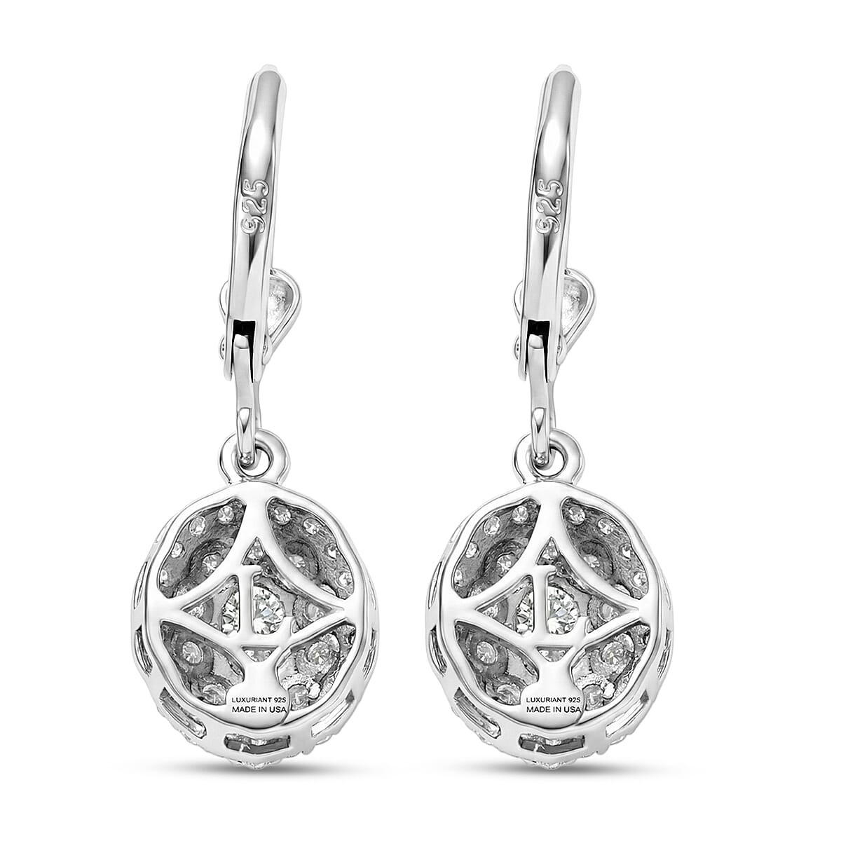 Luxuriant Lab Grown Diamond G-H SI 1.25 ctw Radiant Sunburst Earrings in Rhodium Over Sterling Silver image number 4