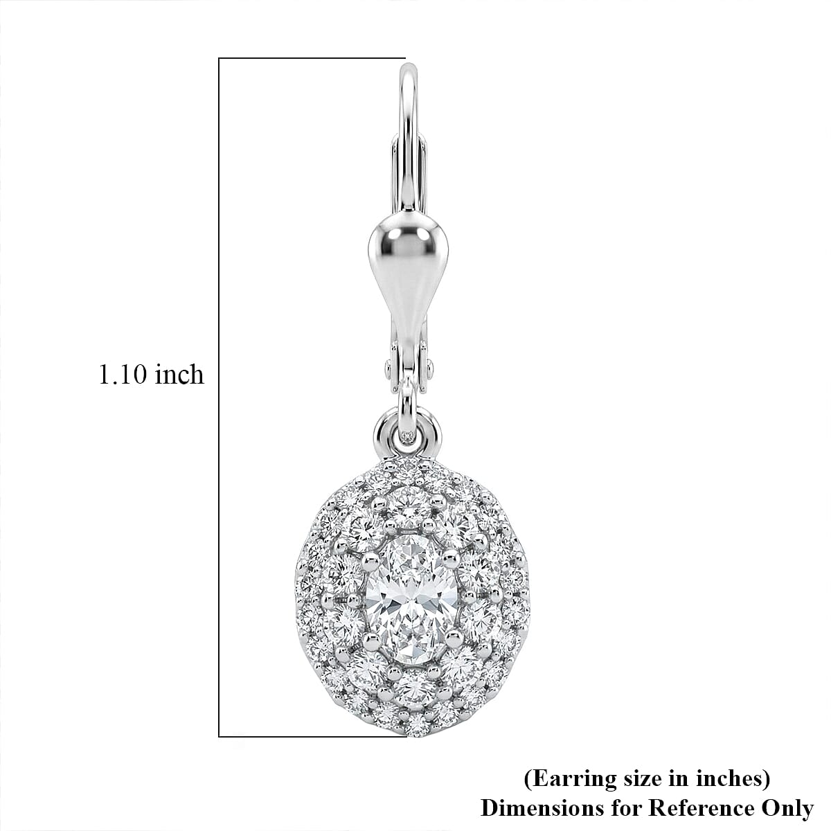 Luxuriant Lab Grown Diamond G-H SI 1.25 ctw Radiant Sunburst Earrings in Rhodium Over Sterling Silver image number 5