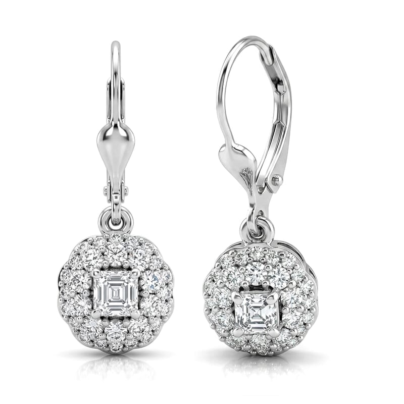 Luxuriant Lab Grown Diamond G-H SI 1.30 ctw Radiant Sunburst Earrings in Rhodium Over Sterling Silver