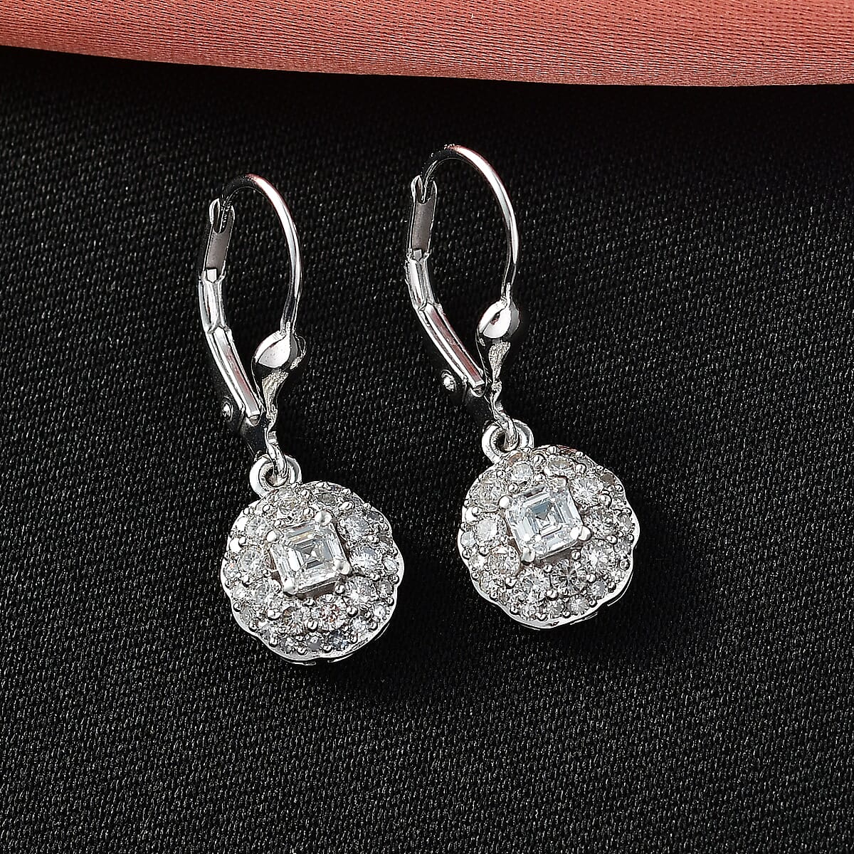 Luxuriant Lab Grown Diamond G-H SI 1.30 ctw Radiant Sunburst Earrings in Rhodium Over Sterling Silver image number 1