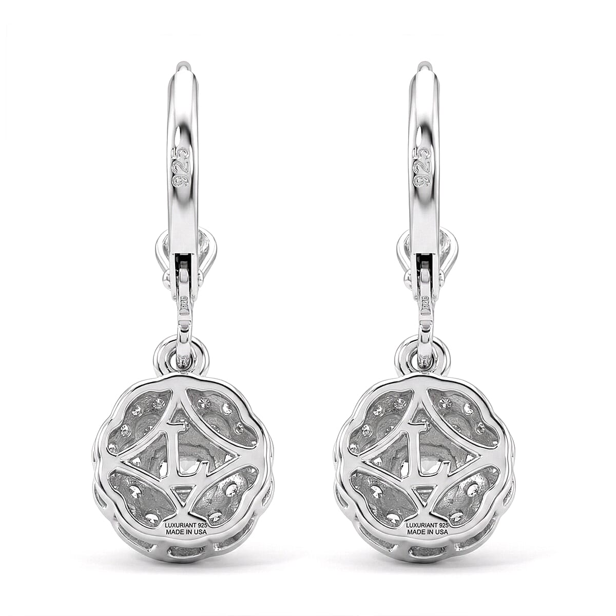 Luxuriant Lab Grown Diamond G-H SI 1.30 ctw Radiant Sunburst Earrings in Rhodium Over Sterling Silver image number 4