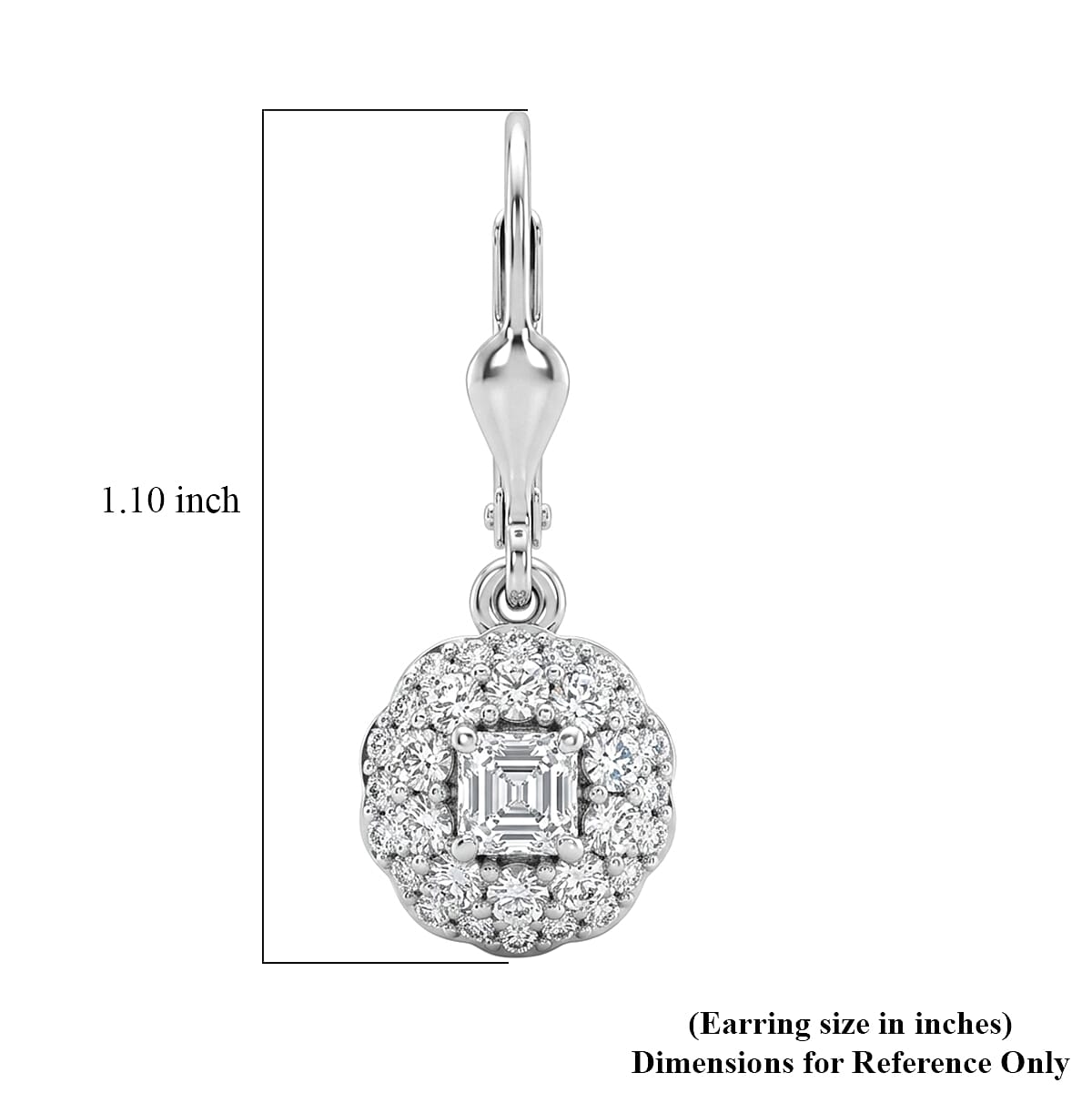 Luxuriant Lab Grown Diamond G-H SI 1.30 ctw Radiant Sunburst Earrings in Rhodium Over Sterling Silver