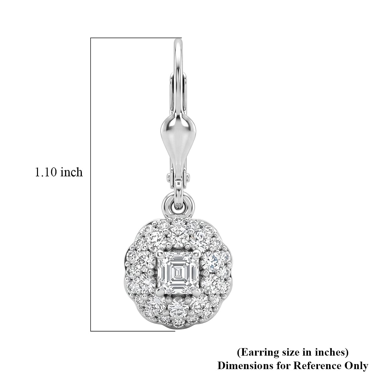 Luxuriant Lab Grown Diamond G-H SI 1.30 ctw Radiant Sunburst Earrings in Rhodium Over Sterling Silver image number 5