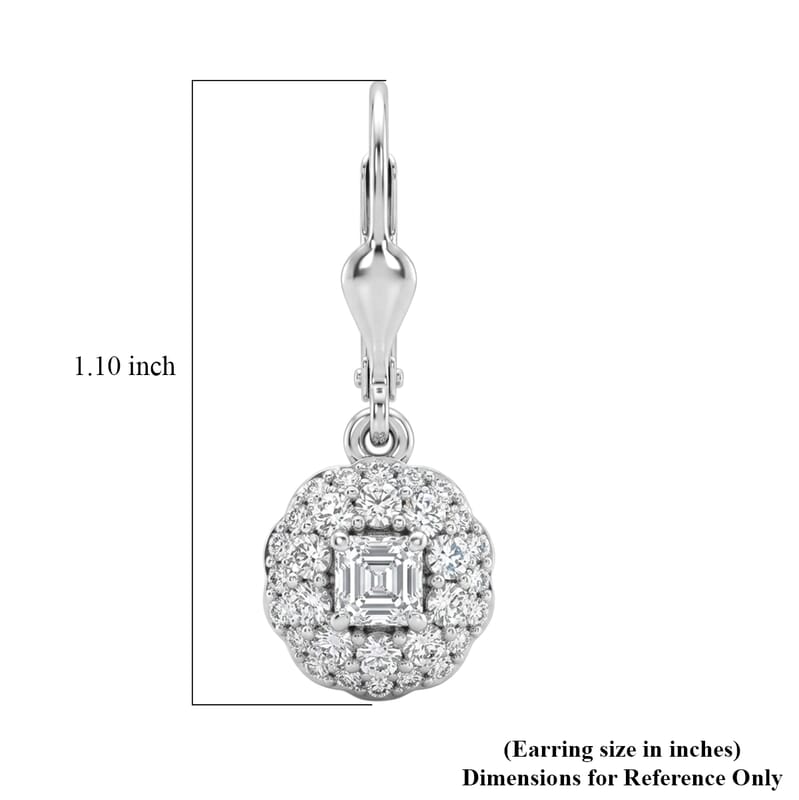 Luxuriant Lab Grown Diamond G-H SI 1.30 ctw Radiant Sunburst Earrings in Rhodium Over Sterling Silver