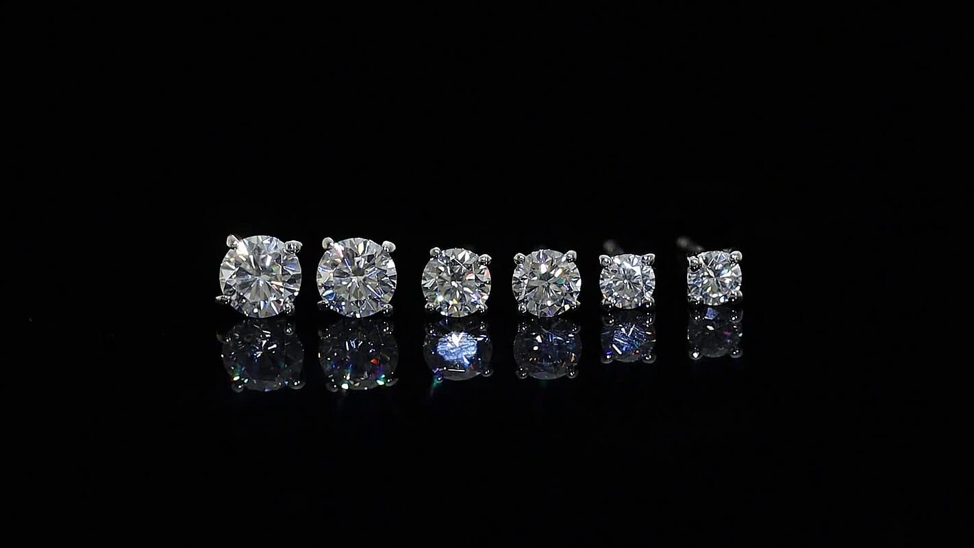 D''Joy Moissanite Stud Earrings in Platinum Over Sterling Silver 0.50 ctw