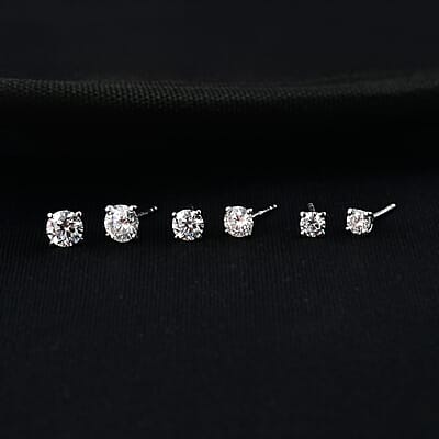 D'Joy Moissanite 0.50 ctw Stud Earrings in Platinum Over Sterling Silver