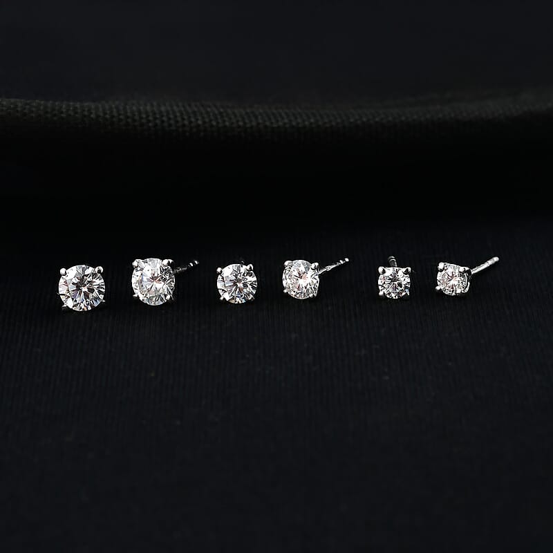 D'Joy Moissanite 0.50 ctw Stud Earrings in Platinum Over Sterling Silver