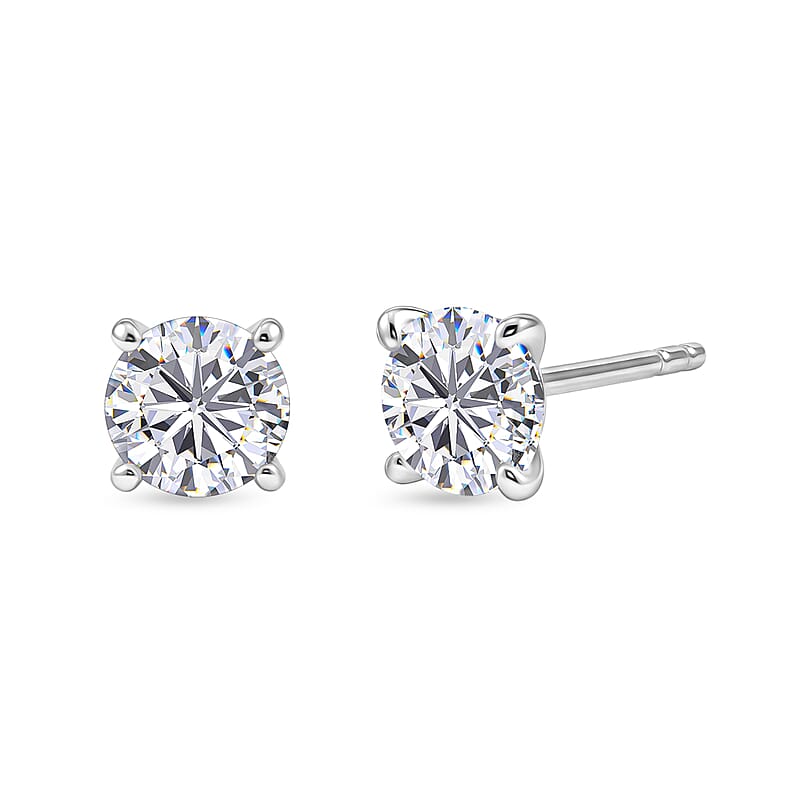 D'Joy Moissanite 0.50 ctw Stud Earrings in Platinum Over Sterling Silver