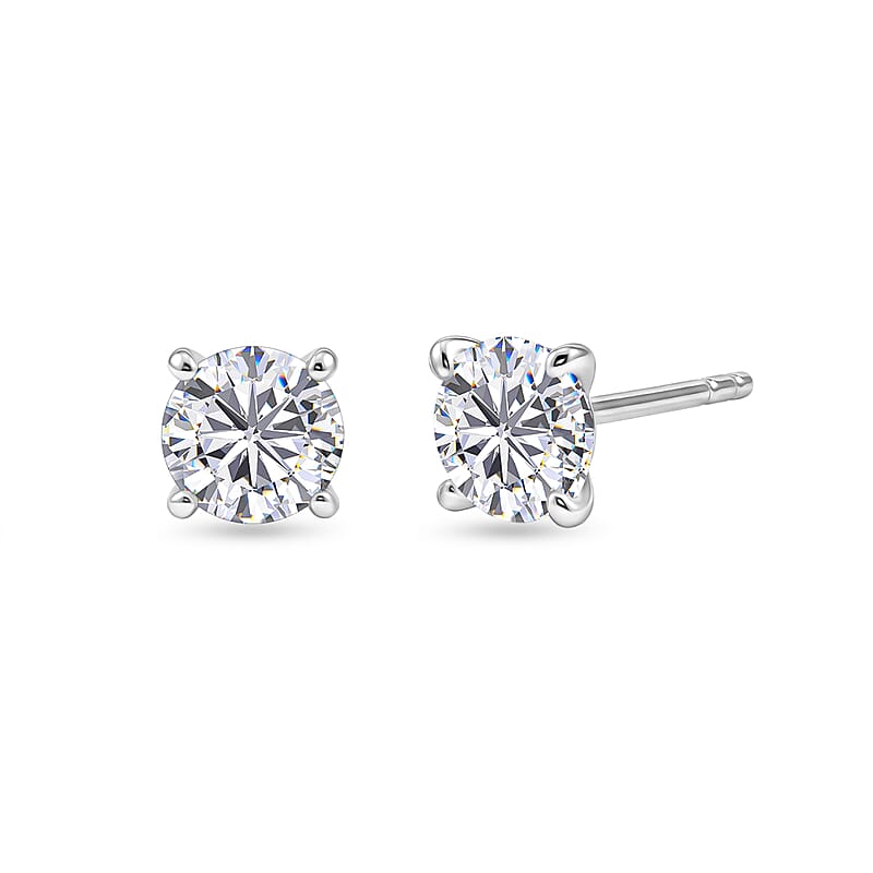 D'Joy Moissanite 0.50 ctw Stud Earrings in Platinum Over Sterling Silver