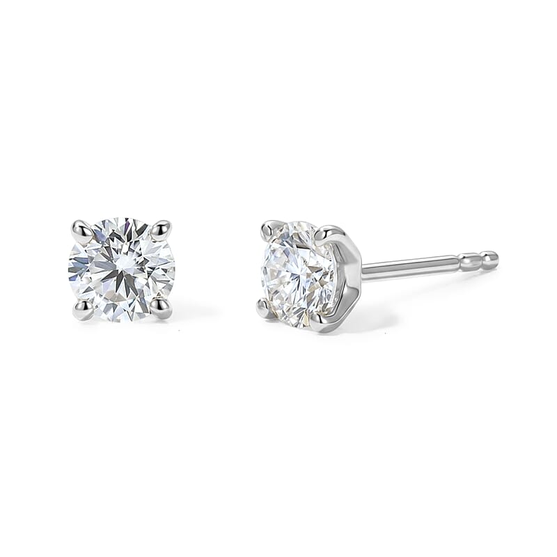 D'Joy Moissanite 1.60 ctw Stud Earrings in Platinum Over Sterling Silver