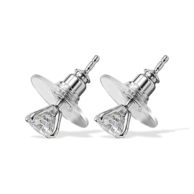 D'Joy Moissanite 1.60 ctw Stud Earrings in Platinum Over Sterling Silver