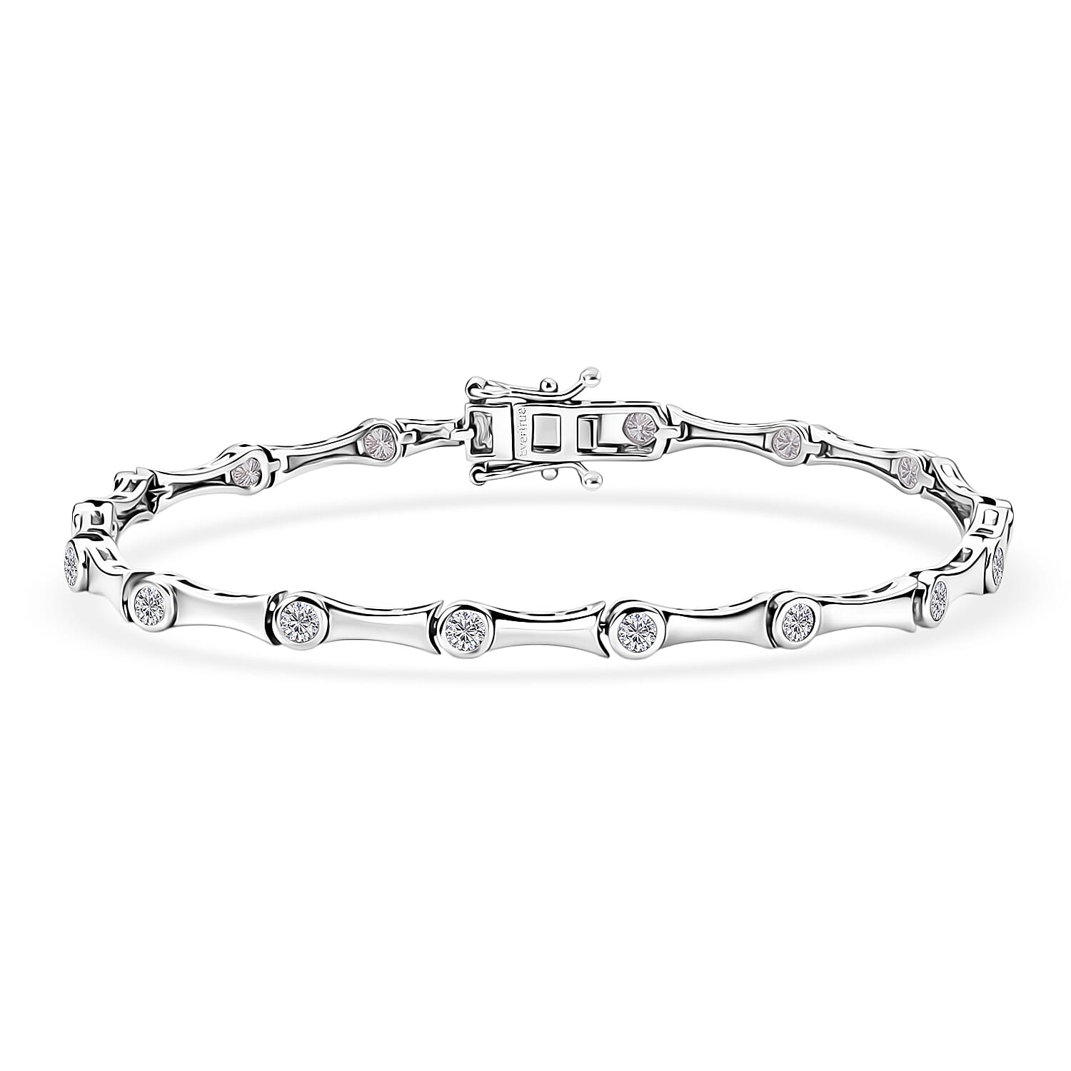 EverTrue Moissanite 1.50 ctw Eternal Wave Bracelet in Platinum Bond (7.25 In)