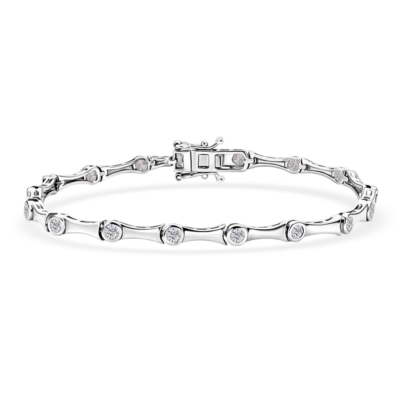 EverTrue Moissanite 1.50 ctw Eternal Wave Bracelet in Platinum Bond (7.25 In)