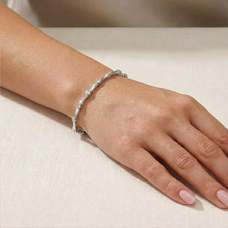 EverTrue Moissanite 1.50 ctw Eternal Wave Bracelet in Platinum Bond (7.25 In)