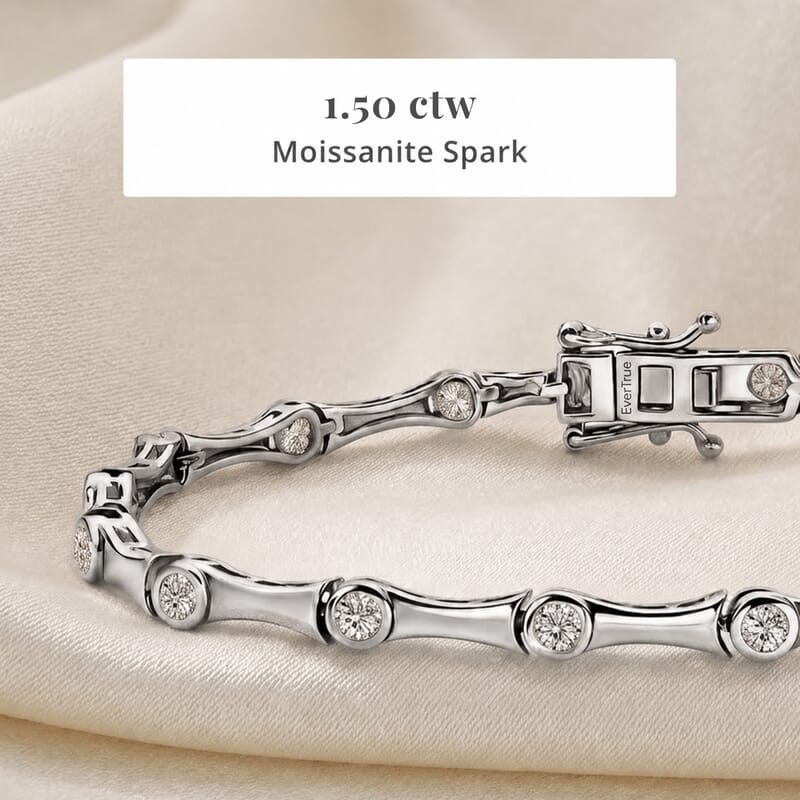 EverTrue Moissanite 1.50 ctw Eternal Wave Bracelet in Platinum Bond (7.25 In)