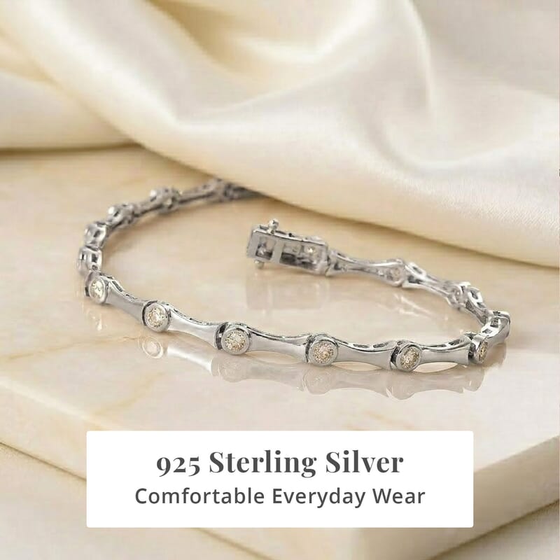 EverTrue Moissanite 1.50 ctw Eternal Wave Bracelet in Platinum Bond (7.25 In)