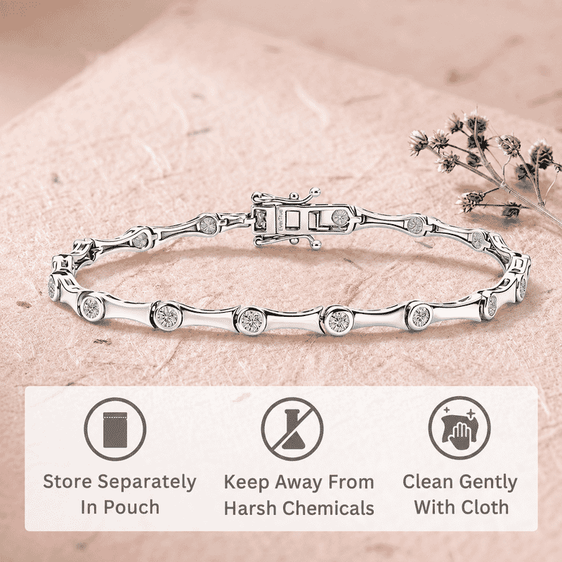 EverTrue Moissanite 1.50 ctw Eternal Wave Bracelet in Platinum Bond (7.25 In)