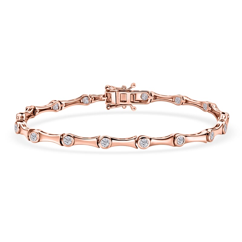 EverTrue Moissanite 1.50 ctw Eternal Wave Bracelet in 18K Rose Gold Plated (7.25 In)