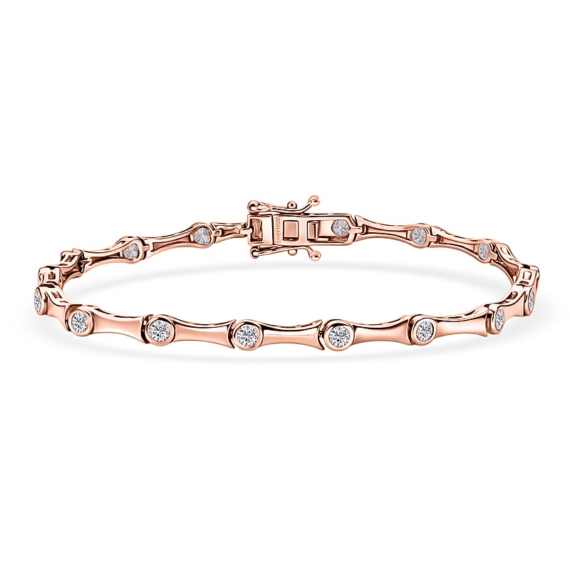 EverTrue Moissanite 1.50 ctw Eternal Wave Bracelet in 18K Rose Gold Plated (7.25 In)