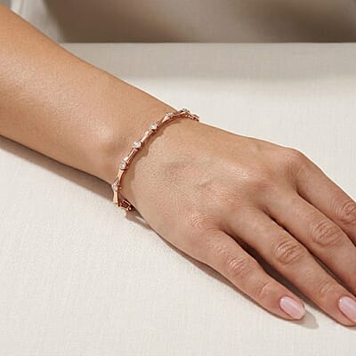 EverTrue Moissanite 1.50 ctw Eternal Wave Bracelet in 18K Rose Gold Plated (7.25 In)