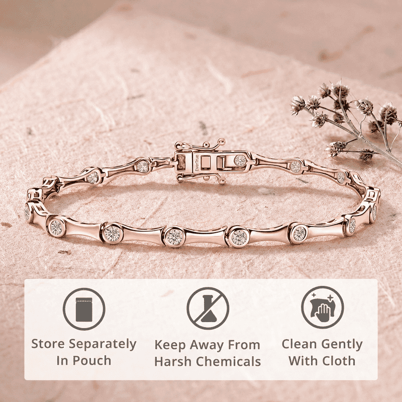 EverTrue Moissanite 1.50 ctw Eternal Wave Bracelet in 18K Rose Gold Plated (7.25 In)