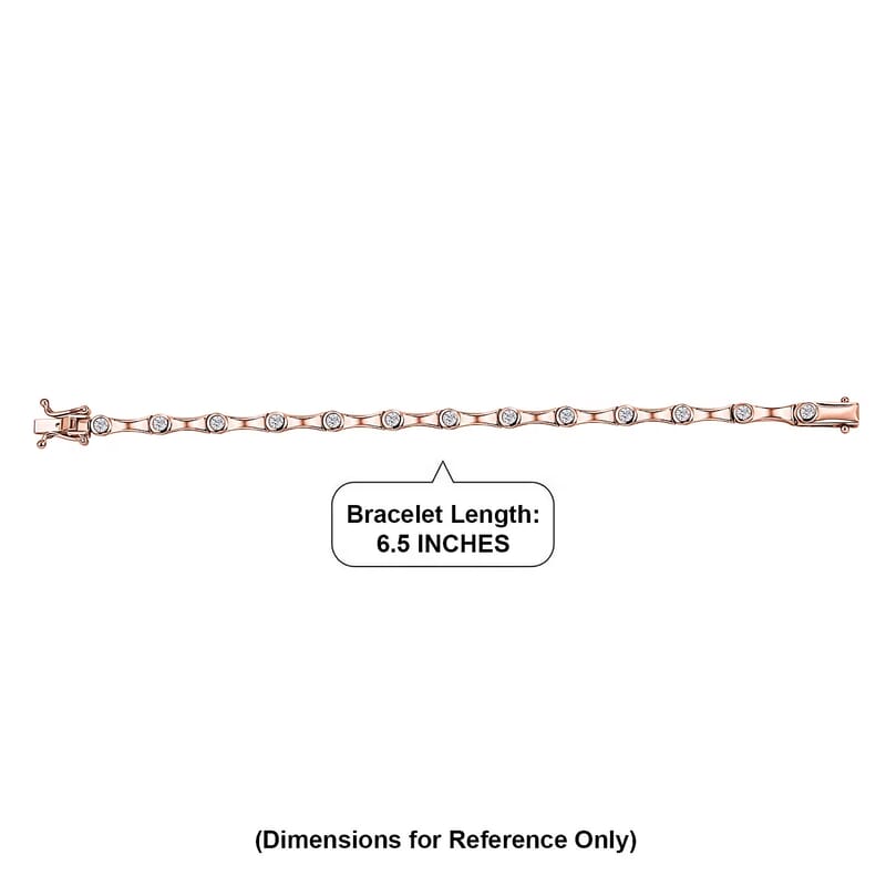 EverTrue Moissanite 1.50 ctw Eternal Wave Bracelet in 18K Rose Gold Plated (7.25 In)