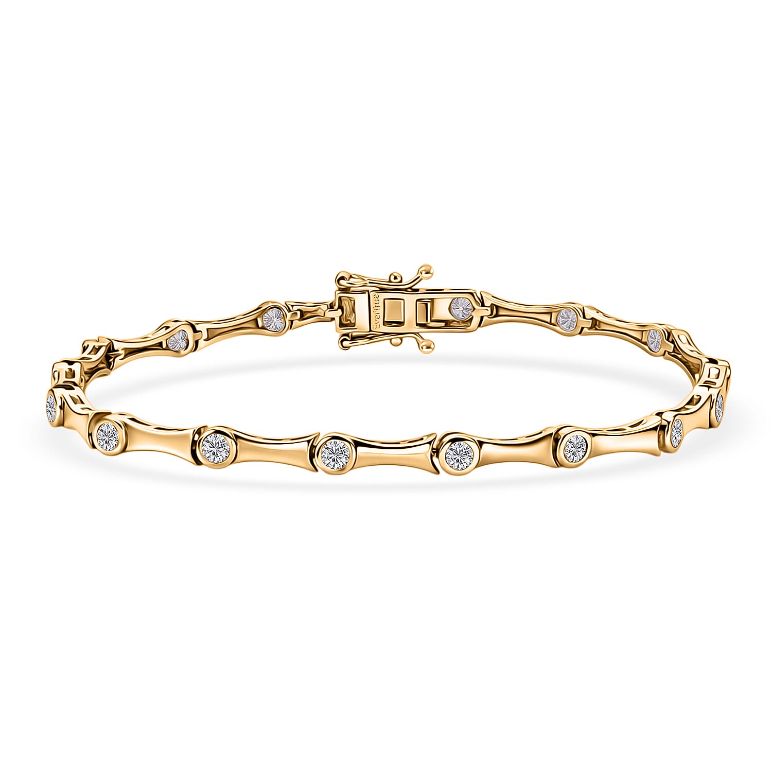 EverTrue Moissanite 1.50 ctw Eternal Wave Bracelet in 18K Yellow Gold Plated (7.25 In)