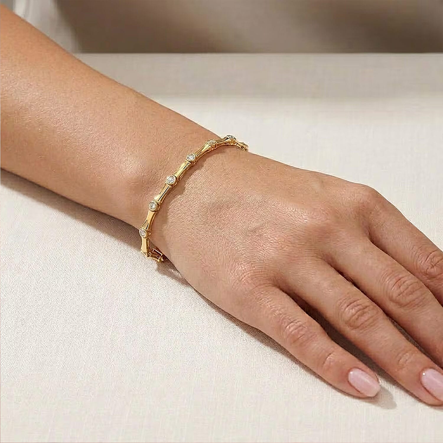 EverTrue Moissanite 1.50 ctw Eternal Wave Bracelet in 18K Yellow Gold Plated (7.25 In)