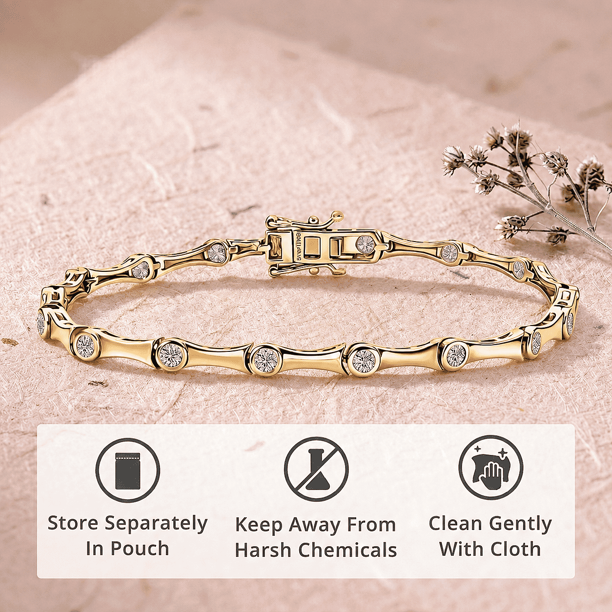 EverTrue Moissanite 1.50 ctw Eternal Wave Bracelet in 18K Yellow Gold Plated (7.25 In)