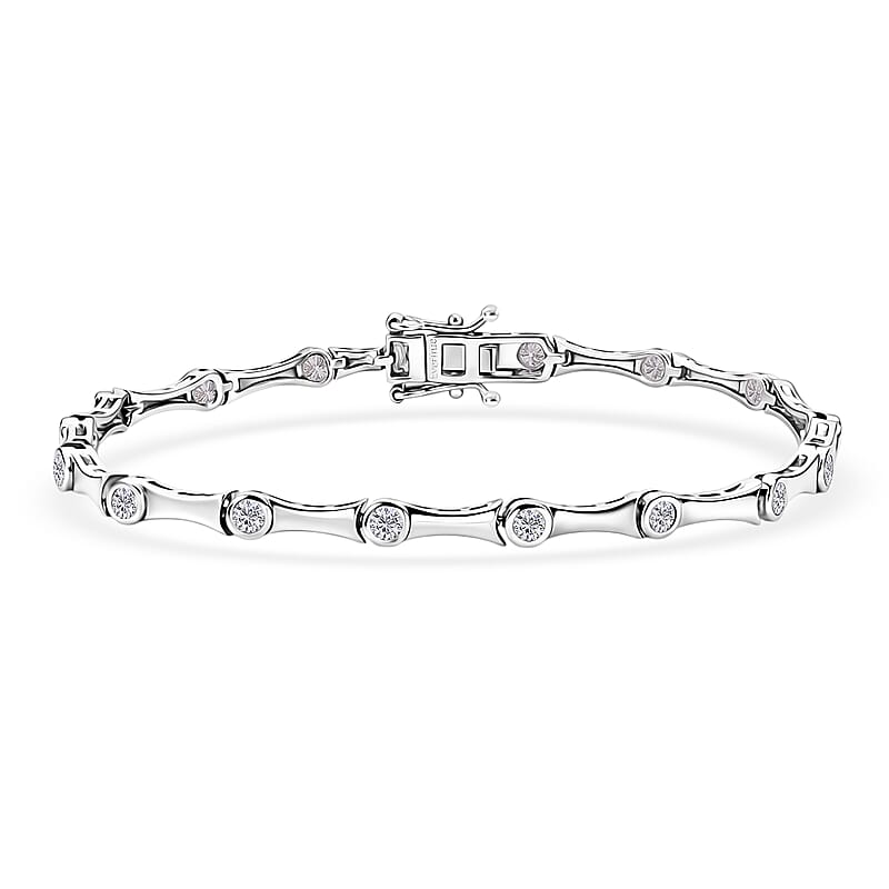 EverTrue Moissanite 1.35 ctw Eternal Wave Bracelet in Platinum Bond (6.50 In)