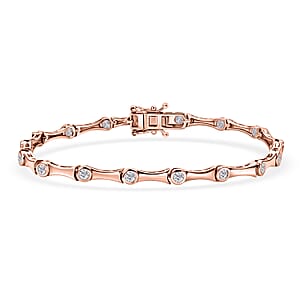 EverTrue Moissanite 1.30 ctw Bracelet in 18K Rose Gold Plated (6.50 In)