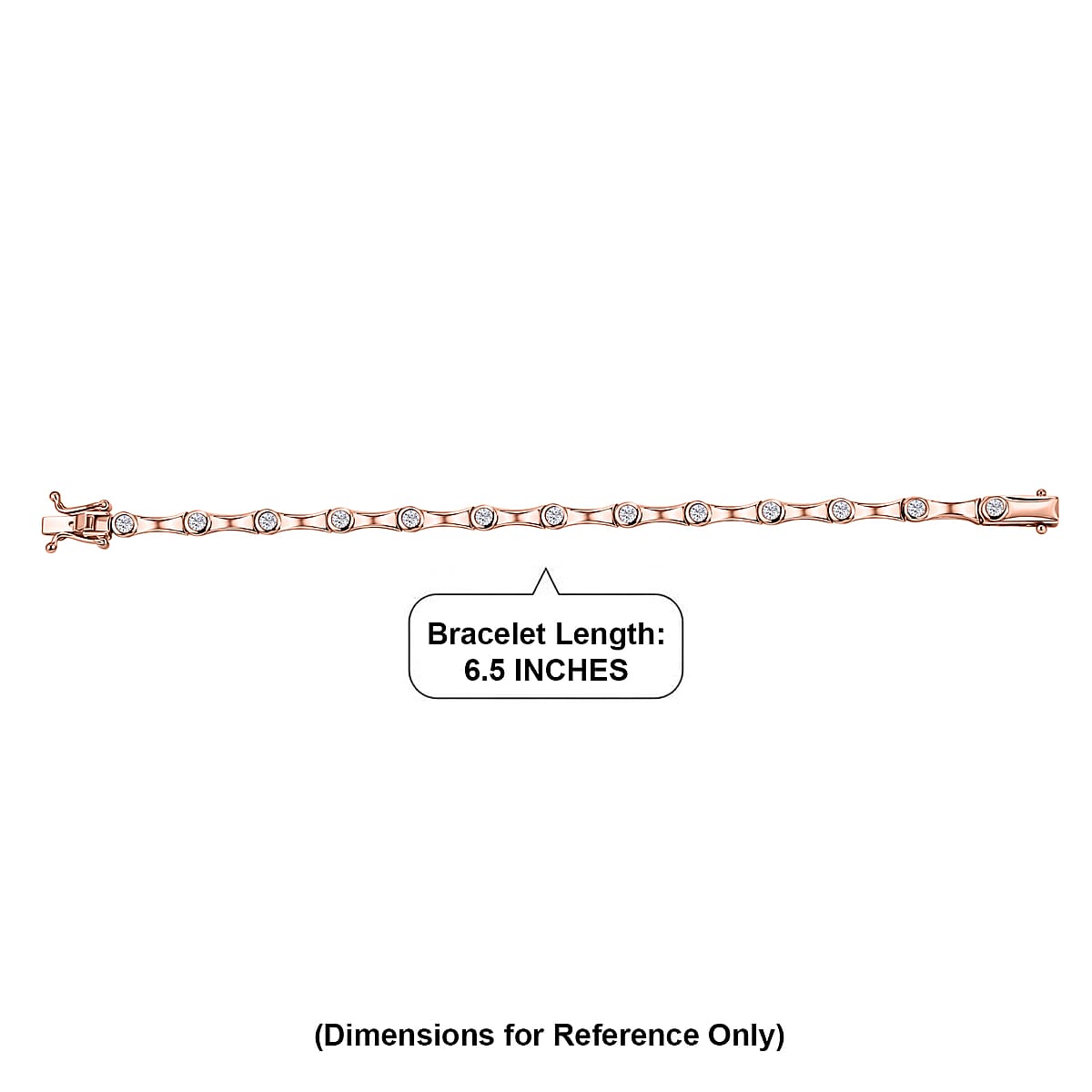EverTrue Moissanite 1.30 ctw Bracelet in 18K Rose Gold Plated (6.50 In) image number 4