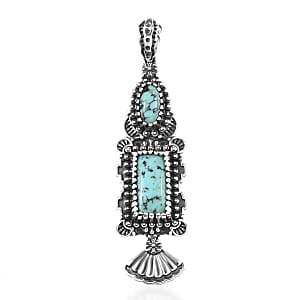 D'Joy Artisan Crafted Premium Blue Moon Turquoise 3.00 ctw Pendant without Chain in Sterling Silver