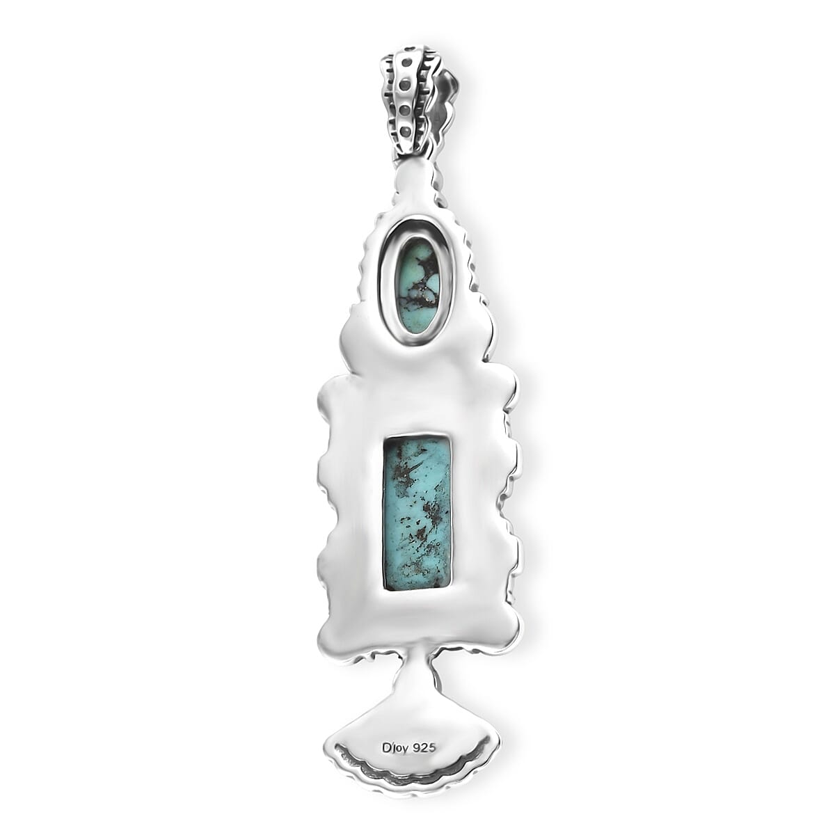 D'Joy Artisan Crafted Premium Blue Moon Turquoise 3.00 ctw Pendant without Chain in Sterling Silver image number 4