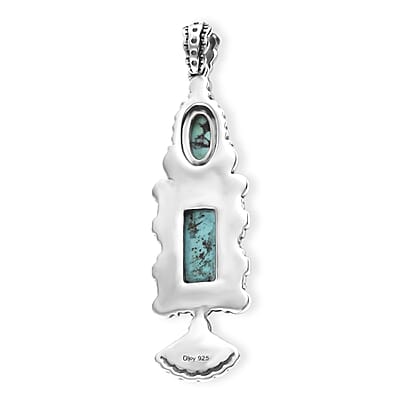 D'Joy Artisan Crafted Premium Blue Moon Turquoise 3.00 ctw Pendant without Chain in Sterling Silver