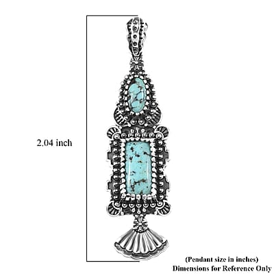 D'Joy Artisan Crafted Premium Blue Moon Turquoise 3.00 ctw Pendant without Chain in Sterling Silver