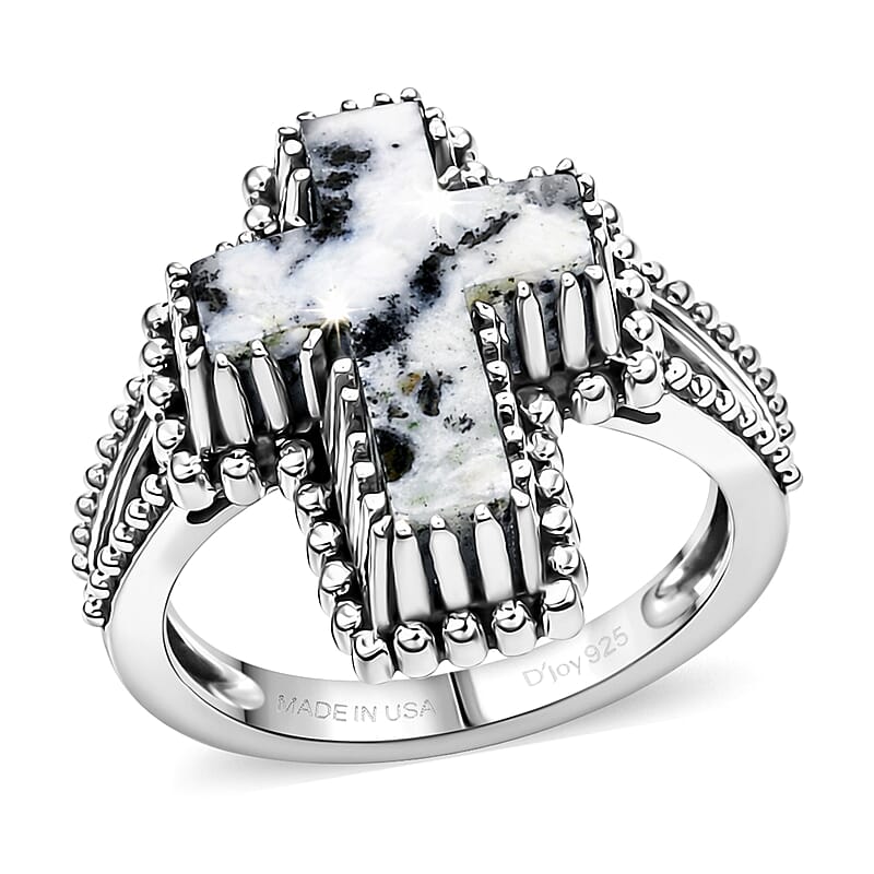 D'Joy Artisan Crafted Premium White Buffalo 4.80 ctw Ring in Sterling Silver (Size 10.0)