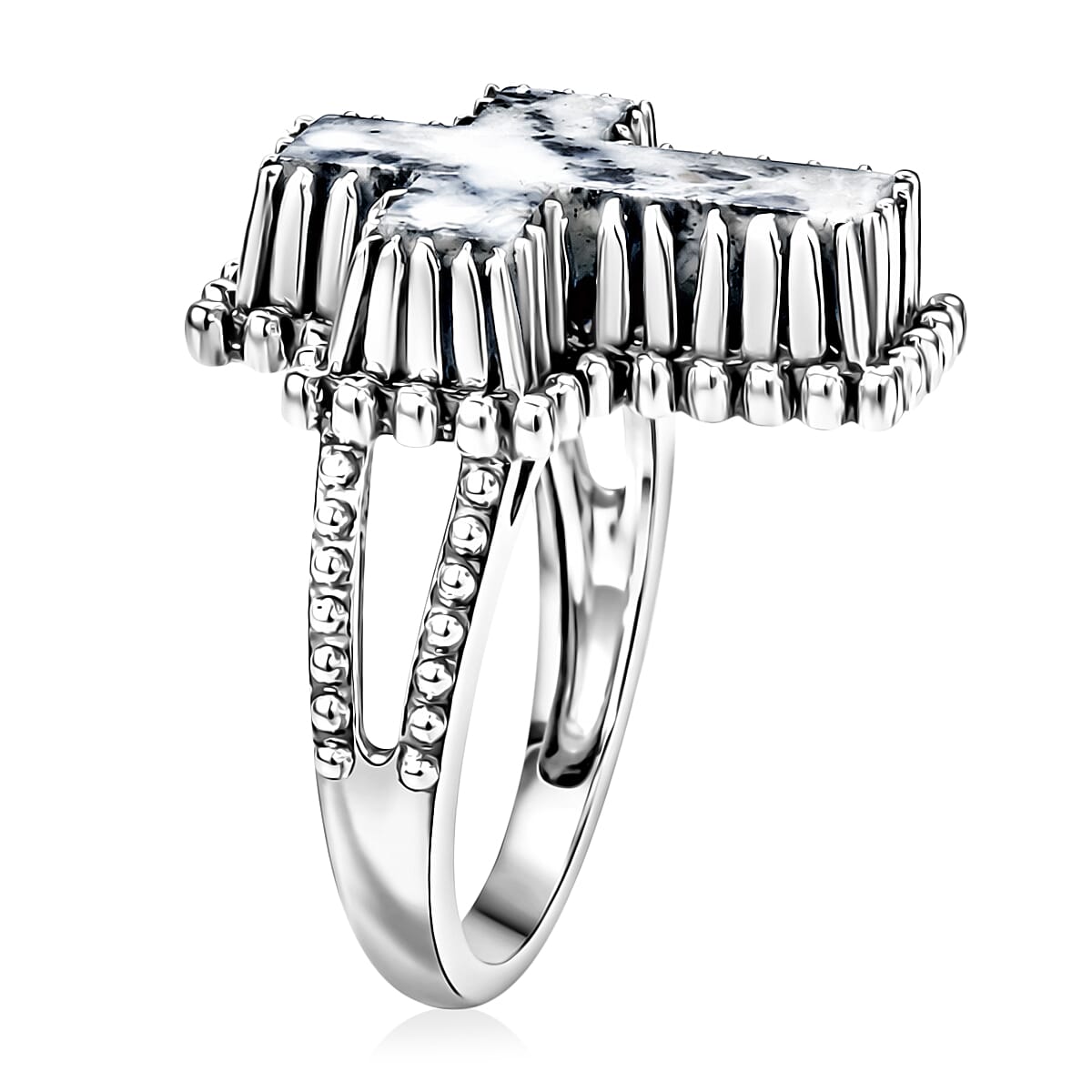 D'Joy Artisan Crafted Premium White Buffalo 4.80 ctw Ring in Sterling Silver (Size 10.0)