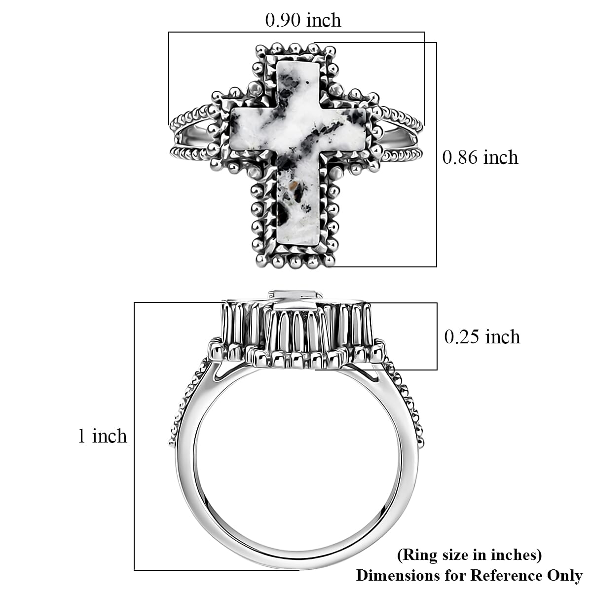 D'Joy Artisan Crafted Premium White Buffalo 4.80 ctw Ring in Sterling Silver (Size 10.0) image number 5