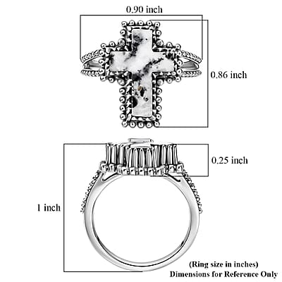 D'Joy Artisan Crafted Premium White Buffalo 4.80 ctw Ring in Sterling Silver (Size 10.0)