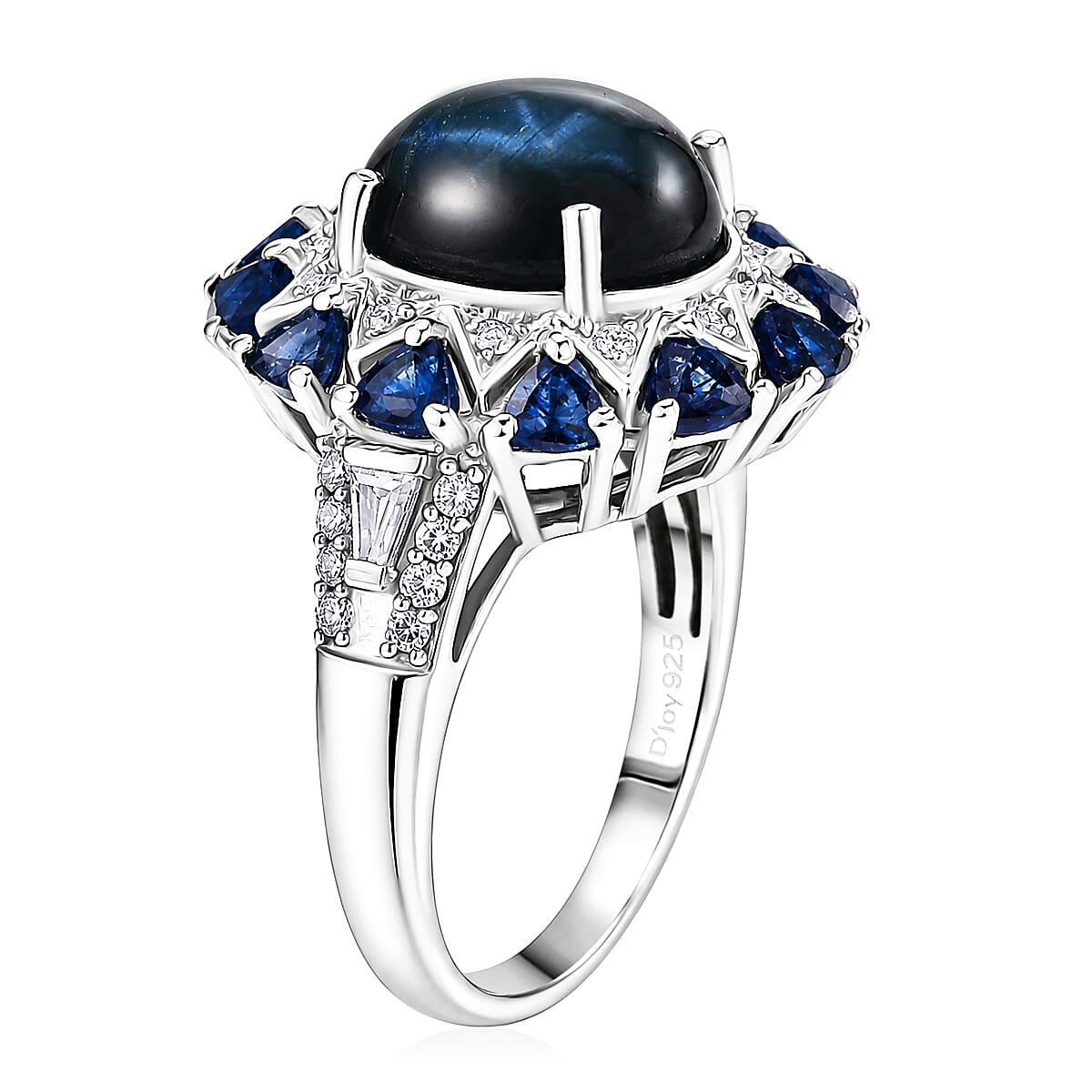 D'Joy Blue Star Sapphire (DF) and Multi Gemstone 8.50 ctw Ring in Rhodium Over Sterling Silver (Size 6.0) image number 3