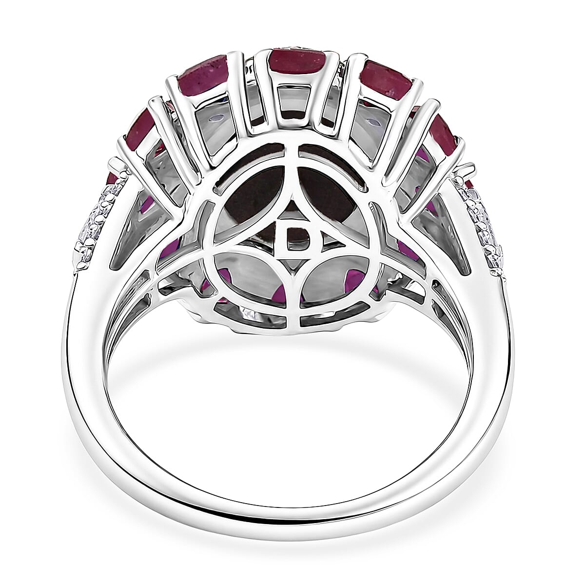 D'Joy Indian Star Ruby and Multi Gemstone 9.50 ctw Ring in Rhodium Over Sterling Silver (Size 6.0) image number 4