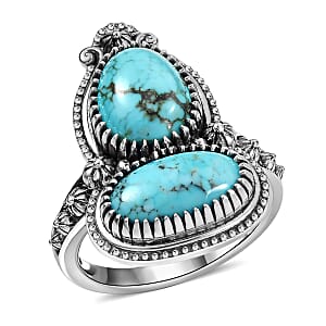 D'Joy Artisan Crafted Premium Blue Moon Turquoise 4.25 ctw Ring in Sterling Silver (Size 10.0)
